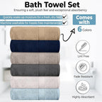 QUBA LINEN Hotel & Spa 100% Cotton Bath Towels Pack of 6, Ultra Soft, Quick Dry - Image 3