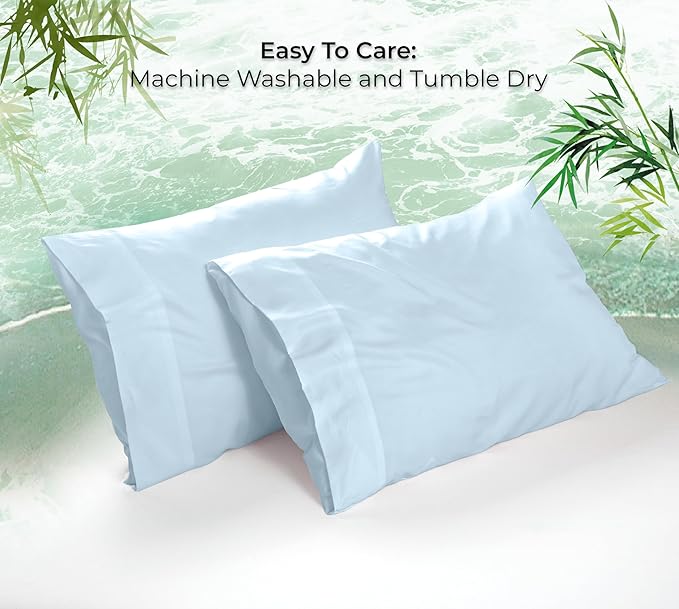 Royale Linens Cooling Pillow Cases Queen Size Set of 2-100% Rayon Derived from - Image 9
