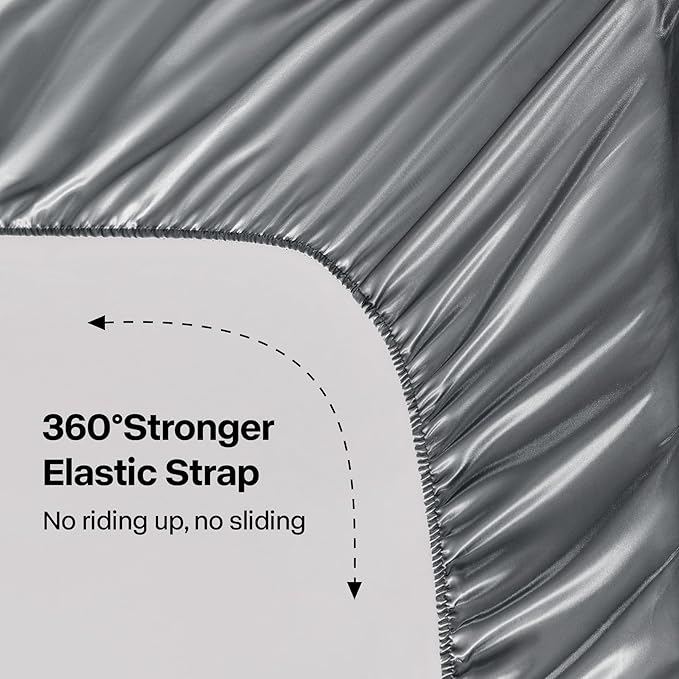 BEDELITE Satin Fitted Sheet and Pillowcase Set, Luxury Soft Similar to Silk - Image 4