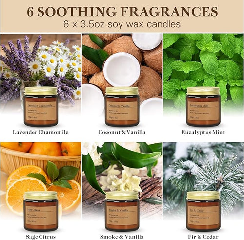 6-Pack Scented Candles for Home, 3.5 Oz Soy Wax Candles Gift Set - Image 2