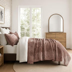 EVERGRACE Velvet Quilt Set King Size, Luxurious Soft Striped Channel Bedding Set - Image 3