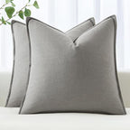 MIULEE Decorative Linen Euro Sham Pillow Covers 24x24 Light Gray ​Boho by MIULEE