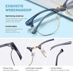 Blue Light Blocking Glasses Vintage Half Frame UV Clear Lens Anti Eyestrain - Image 3