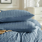 JELLYMONI Sierra Blue Duvet Cover Twin Size, Soft Breathable Seersucker Duvet - Image 6