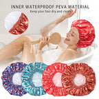 4 PCS Shower Cap for Women, Elastic and Reusable Bath Caps, Double Layers - Image 6
