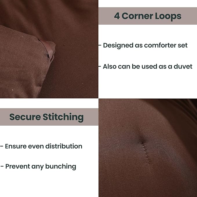 Paxrac Brown Oversized Queen Comforter Set 98x98In, 3 Pieces Comforter Set - Image 4