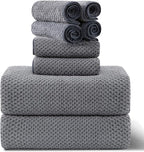 8-Piece Gray Bath Towel Set, 2 Extra Large Bath Towel Sheets, 2 Hand Towels and by Smuge