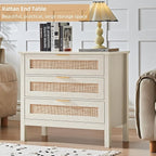 LEYAOYAO 31.5" Wide Rattan Night Stand, Large Boho Nightstand, Bedside Table - Image 3