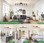 Baocuz 6-Lights Black Semi Flush Mount Ceiling Light, Rotatable Kitchen Track - Image 7