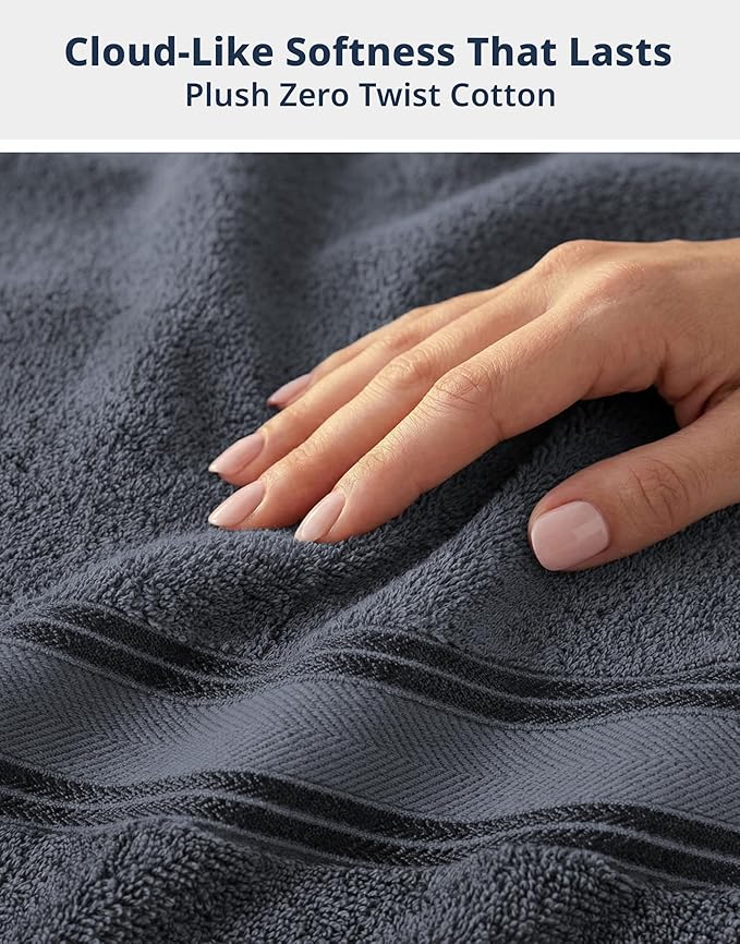 LANE LINEN Towel and Washcloths Set of 12 – 100% Cotton, Zero Twist, 4 Large - Image 5