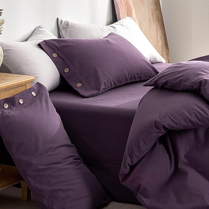 JELLYMONI 100% Washed Cotton Duvet Cover Full – Soft, Breathable Linen-Look - Image 9