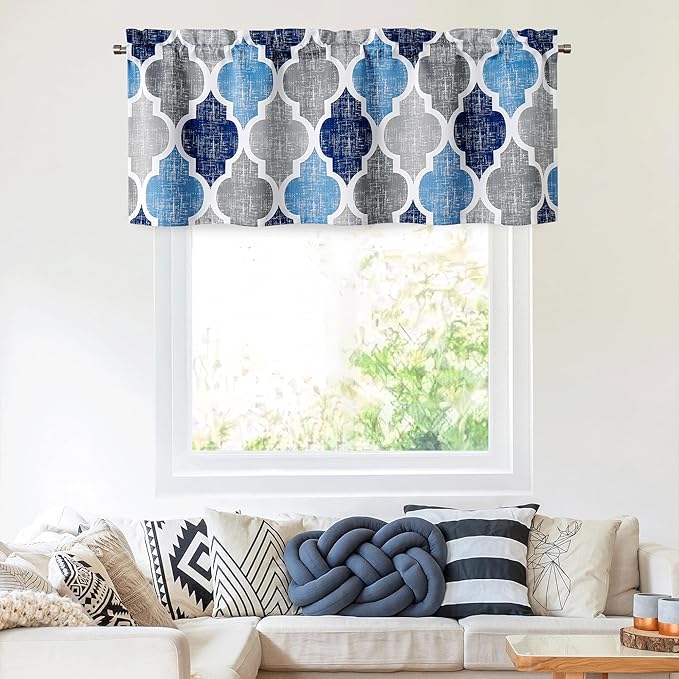 Beauoop Lattice Blackout Window Valance Curtain Panels Thermal Insulated Noise - Image 2