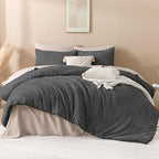 Andency Dark Grey Oversized King Comforter 128''x120'', 3 Pieces Dark Gray Soft - Image 2