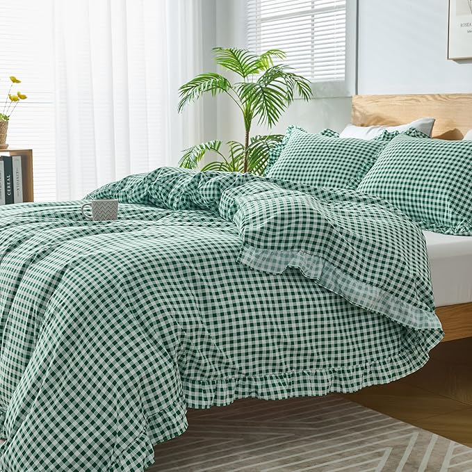 Gingham Duvet Cover Twin Size, 2 Pieces Soft Breathable Microfiber Plaid - Image 7