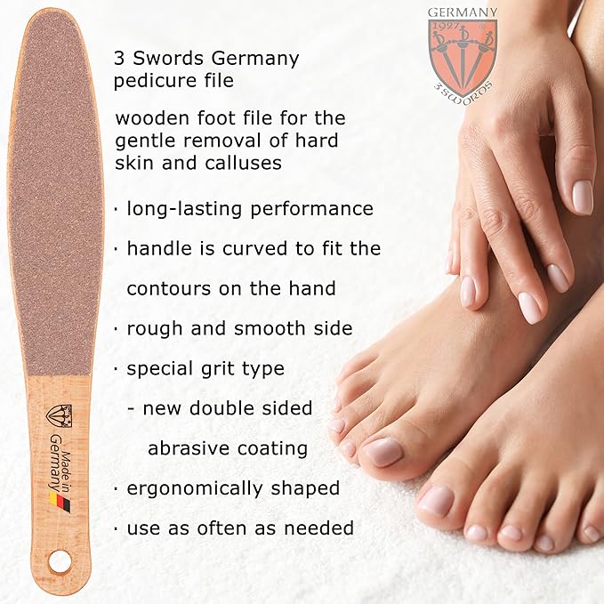 3 Swords Germany Brand Quality Foot File Made from German Beech Wood, Two-Sided - Image 2