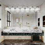 Aipsun Brushed Nickel Bathroom Light Fixtures Crystal Vanity Lighting Fixture - Image 3
