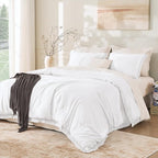 Andency White Comforter Set Twin Size, 2 Pieces Boho Lightweight Tassel Bedding by Andency