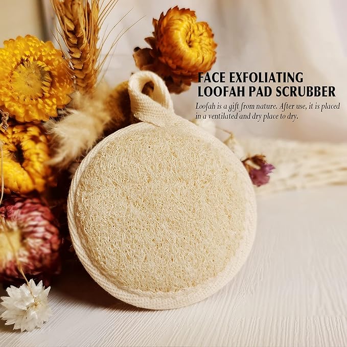 YIQINGJIE Natural Loofah Exfoliating Face Scrubber, Facial Scrubber Loofa Pads - Image 6
