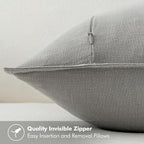 MIULEE Decorative Linen Pillow Covers 18x18 Inch Light Gray ​Boho Farmhouse​ - Image 3