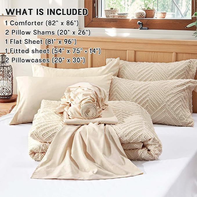 Zzlpp Full Comforter Set 7 Pieces, All Season Boho Bedding Sets - Image 5