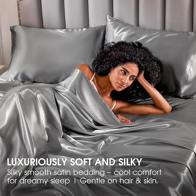 FreshCulture Satin Sheets Twin Size Bed Set - Image 6
