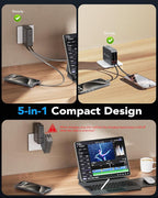 65W for MacBook Pro Charger, 5-in-1 Retractable Wall Charger Plug for iPhone 17 - Image 6