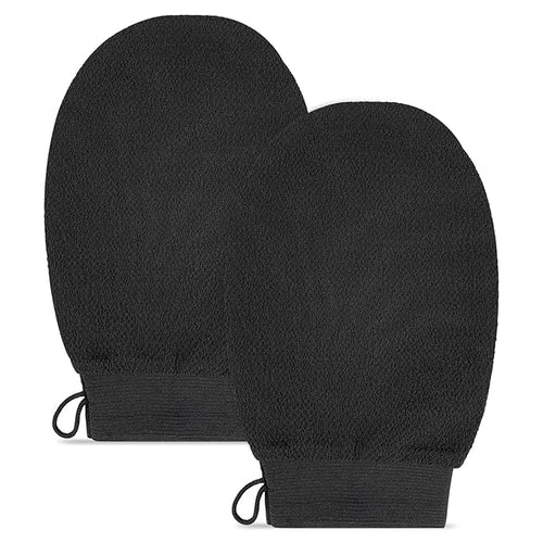 2 Pack Black Exfoliating Glove – Viscose Fiber Exfoliating Body Scrubber by YOLCAR