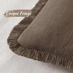 MIULEE Decorative Throw Pillow Covers Neutral Linen Fringe Throw Pillows Set of - Image 3