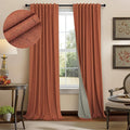 Rust Blackout Curtains for Living Room 102 Inch Length 2 Panels Set Linen by Pitalk