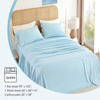 Queen Sheet Set 4 Pieces 16'' Deep Pocket Fitted Sheets Soft Breathable - Image 6