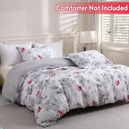 LONAVA Queen Flower 3 Pcs Duvet Cover Set, Breathable Soft Microfiber White - Image 2