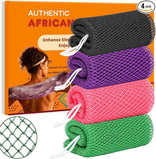 African Net Sponge Authentic, 4 Pieces African Exfoliating Net Sponge Body Back by Unknown
