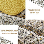 WONGS BEDDING Yellow Orange Bohemian King Quilt, Boho Quilt King Size, - Image 5
