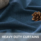 Navy Blue Curtains 108 Inches Long 2 Panel Faux Linen Nautical Modern Farmhouse - Image 3