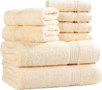 Superior Egyptian Cotton 8-Piece Towel Set, Guest Bath Decor Essentials - Image 2