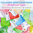 48 Packs Collagen Essence Sheet Facial Masks, Plant Extract and Sodium - Image 2