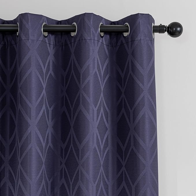 Amazon Basics Jacquard 2-Piece 100% Blackout Curtains, Living Room and Bedroom - Image 4