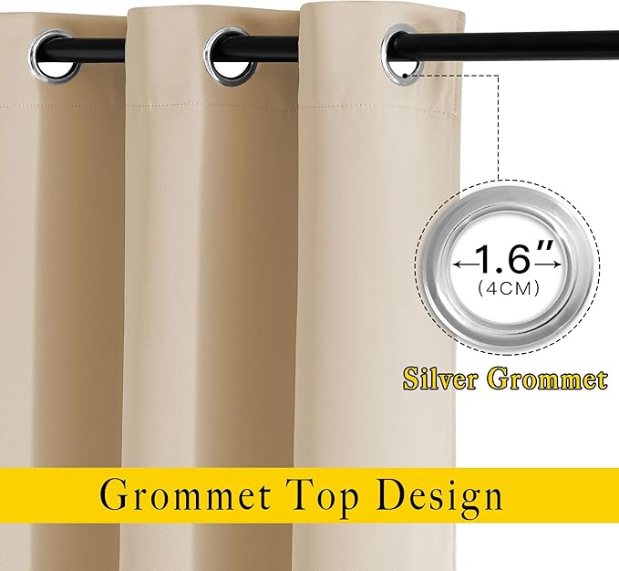 NICETOWN Beige Room Darkening Curtains Blackout 40 inch Curtains - Image 2
