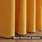 Joydeco Yellow Velvet Curtains 96 inch Length 2 Panels, Luxury Blackout Rod - Image 7