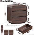 Modern Nightstand Set of 2, 23.2" Wide Wood Bedside Table - Image 3