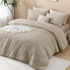 Andency Oversized King Comforter 120''x98'', 3 Pieces Oatmeal Soft Boho Bedding - Image 6