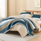 Litanika Quilt Queen Size FBird, Stripe Patchwork Summer Bedspread Coverlet 3 - Image 4