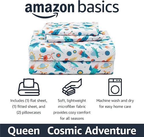 Amazon Basics Kid's Soft Easy-Wash Microfiber 4-Piece Sheet Set - Image 2