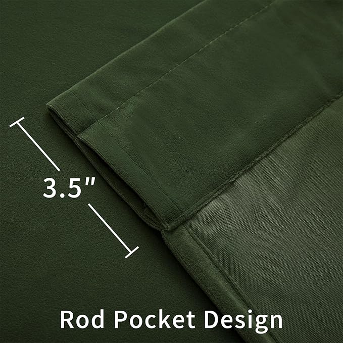 Joydeco Olive Green Velvet Curtains 72 inch Length 2 Panels, Luxury Blackout - Image 3