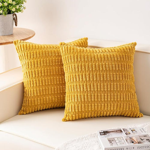 Aegero Pack of 2 Corduroy Decorative Throw Pillow Covers 18x18 InchSoft Boho by Unknown