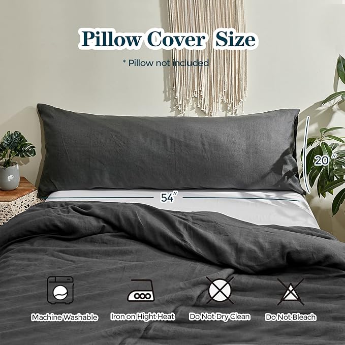 Simple&Opulence Body Pillow Cover 20" x 54", 100% Pure Linen, Ultra Soft and - Image 4