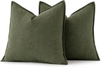 MIULEE Decorative Linen Pillow Covers 18x18 Inch Dark Olive Green Boho - Image 4