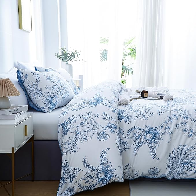 BOLINLIVING Floral Duvet Cover Full Size 3 Pieces, Flower Duvet Cover - Image 3