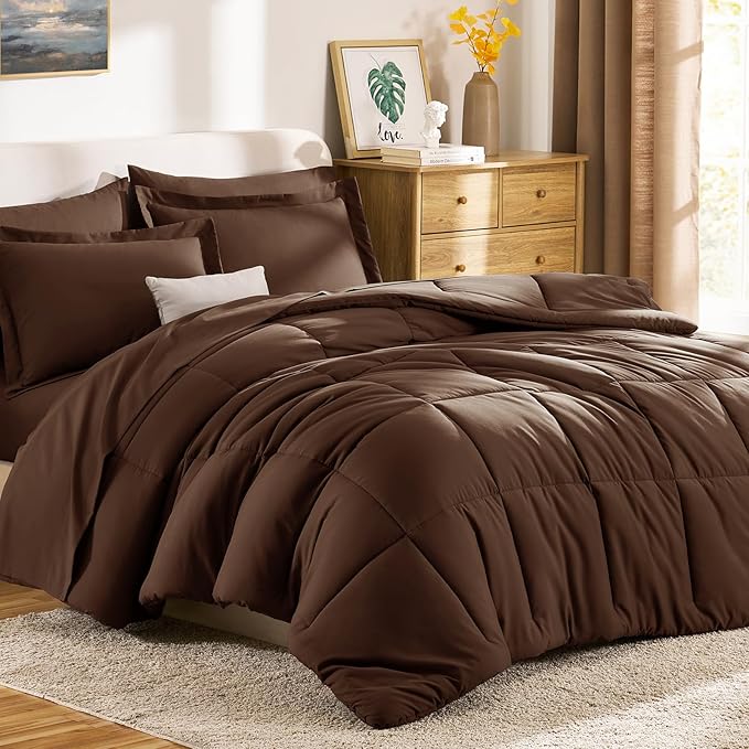 CozyLux Full Size Comforter Sets Brown - Image 9