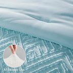 Zzlpp Full Comforter Set 7 Pieces, Light Blue Tufted Bed in a Bag - Image 6